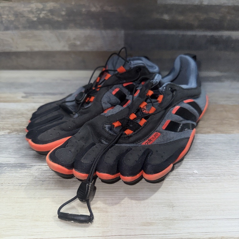 Adidas Adipure Trainer Barefoot Five 5 Finger Toe Shoes Gray Orange Size 8